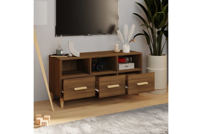 beBasic tv-bord 102x36x50 cm konstrueret træ brun egetræsfarve - Brun - Møbler - TV borde & mediemøbler - TV-borde