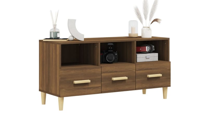 beBasic tv-bord 102x36x50 cm konstrueret træ brun egetræsfarve - Brun - Møbler - TV borde & mediemøbler - TV-borde