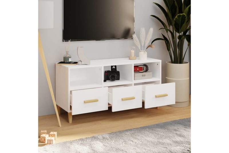 beBasic tv-bord 102x36x50 cm konstrueret træ hvid - Hvid - Møbler - TV borde & mediemøbler - TV-borde