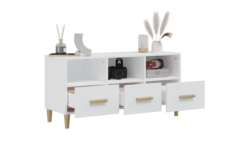 beBasic tv-bord 102x36x50 cm konstrueret træ hvid - Hvid - Møbler - TV borde & mediemøbler - TV-borde