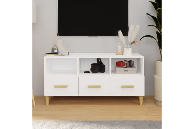 beBasic tv-bord 102x36x50 cm konstrueret træ hvid - Hvid - TV-borde