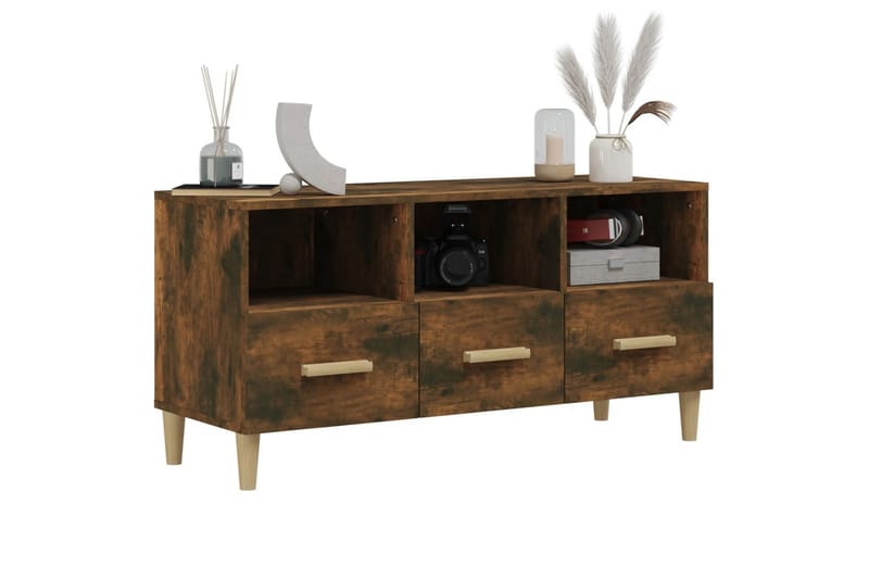 beBasic tv-bord 102x36x50 cm konstrueret træ røget egetræsfarve - Brun - Møbler - TV borde & mediemøbler - TV-borde