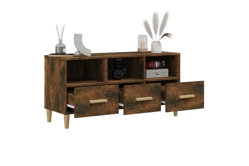 beBasic tv-bord 102x36x50 cm konstrueret træ røget egetræsfarve - Brun - Møbler - TV borde & mediemøbler - TV-borde