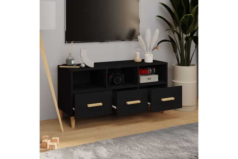 beBasic tv-bord 102x36x50 cm konstrueret træ sort - Sort - TV-borde