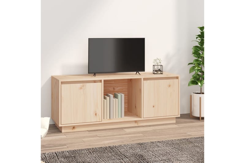 beBasic tv-bord 110,5x35x44 cm massivt fyrretræ - Brun - Møbler - TV borde & mediemøbler - TV-borde