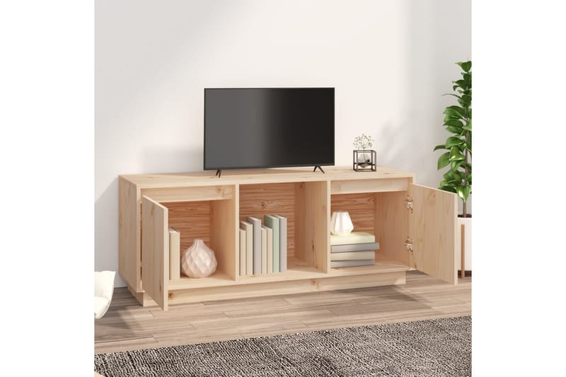 beBasic tv-bord 110,5x35x44 cm massivt fyrretræ - Brun - TV-borde