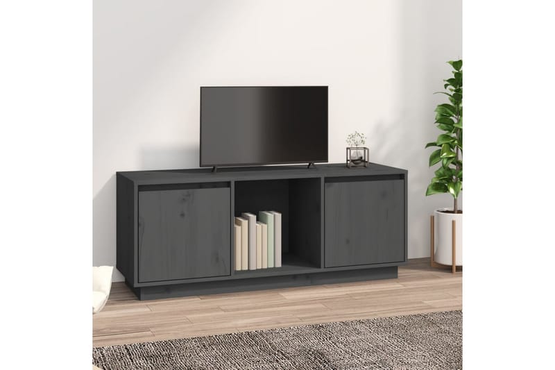 beBasic tv-bord 110,5x35x44 cm massivt fyrretræ grå - GrÃ¥ - TV-borde