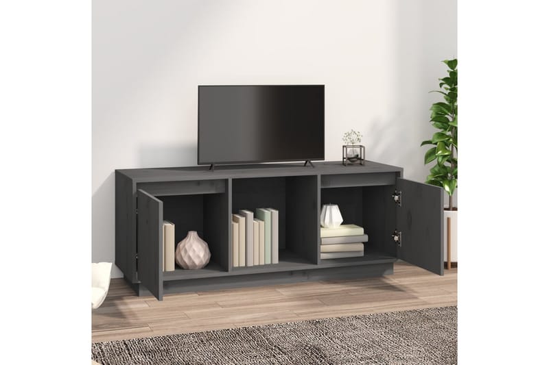 beBasic tv-bord 110,5x35x44 cm massivt fyrretræ grå - GrÃ¥ - TV-borde