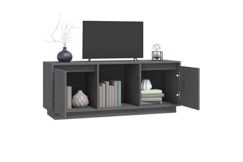 beBasic tv-bord 110,5x35x44 cm massivt fyrretræ grå - GrÃ¥ - TV-borde