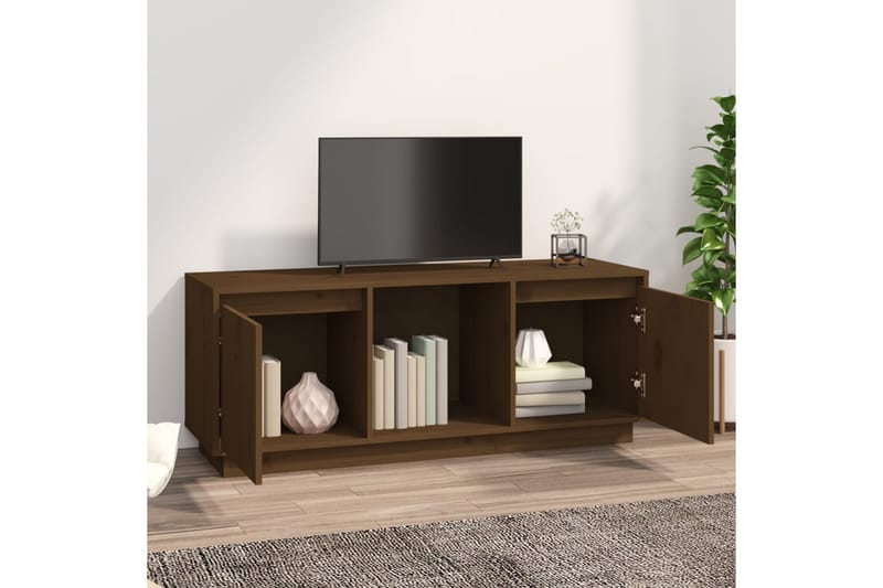 beBasic tv-bord 110,5x35x44 cm massivt fyrretræ gyldenbrun - Brun - TV-borde