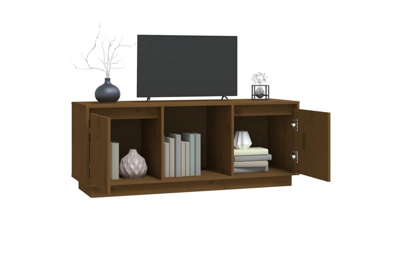 beBasic tv-bord 110,5x35x44 cm massivt fyrretræ gyldenbrun - Brun - Møbler - TV borde & mediemøbler - TV-borde