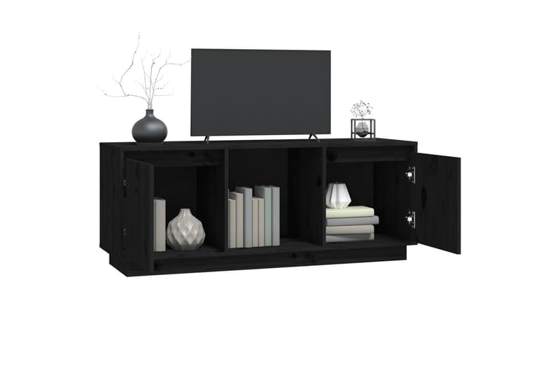 beBasic tv-bord 110,5x35x44 cm massivt fyrretræ sort - Sort - Møbler - TV borde & mediemøbler - TV-borde