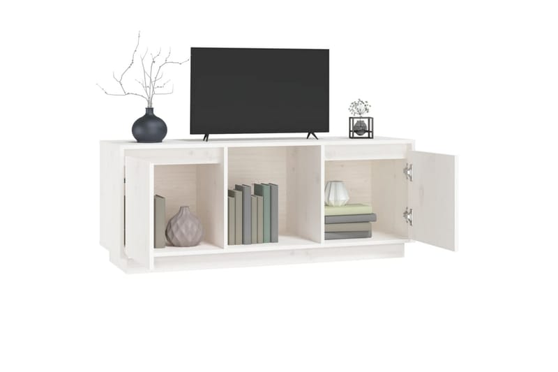 beBasic tv-bord 110,5x35x45 cm massivt fyrretræ hvid - Hvid - TV-borde