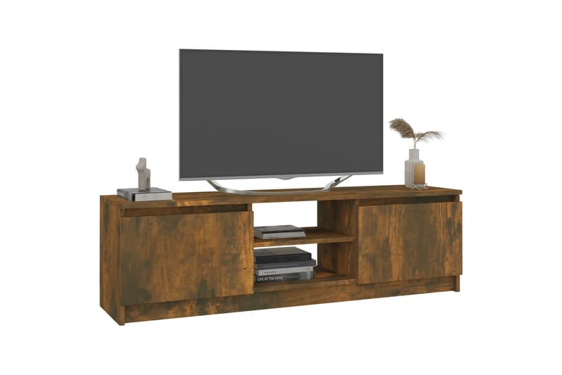 beBasic tv-bord 120x30x35,5 cm konstrueret træ røget egetræsfinish - Brun - Møbler - TV borde & mediemøbler - TV-borde