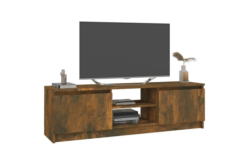 beBasic tv-bord 120x30x35,5 cm konstrueret træ røget egetræsfinish - Brun - TV-borde