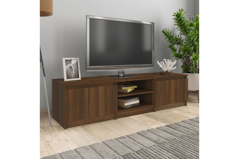 beBasic tv-bord 140x40x35,5 cm konstrueret træ brun egetræsfarve - Brun - TV-borde