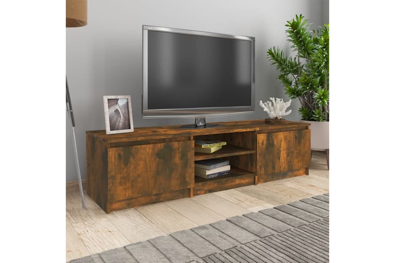 beBasic tv-bord 140x40x35,5 cm konstrueret træ røget egetræsfinish - Brun - TV-borde