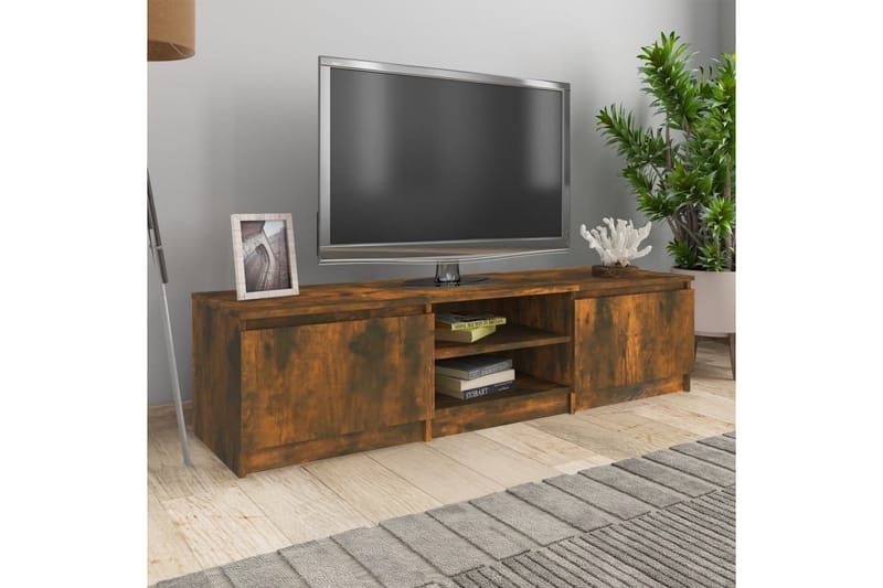beBasic tv-bord 140x40x35,5 cm konstrueret træ røget egetræsfinish - Brun - Møbler - TV borde & mediemøbler - TV-borde