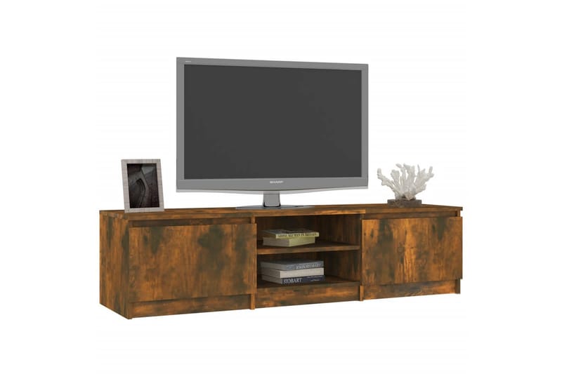 beBasic tv-bord 140x40x35,5 cm konstrueret træ røget egetræsfinish - Brun - TV-borde