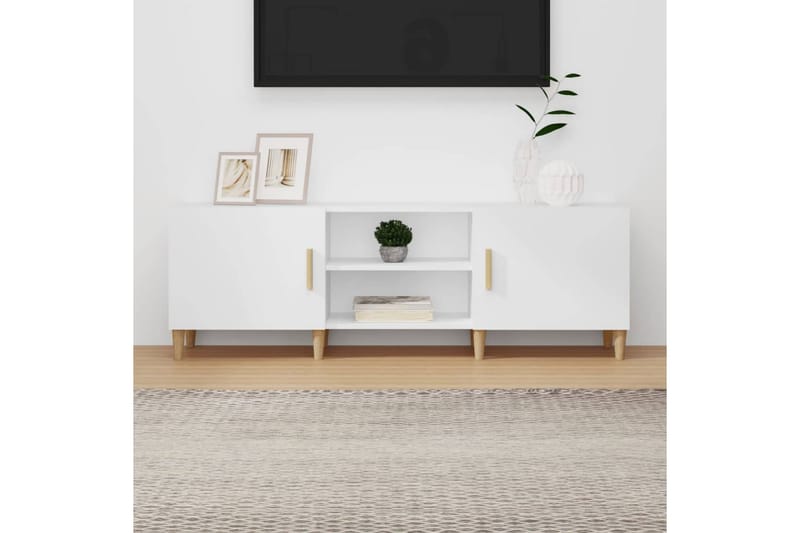 beBasic tv-bord 150x30x50 cm konstrueret træ hvid - Hvid - TV-borde