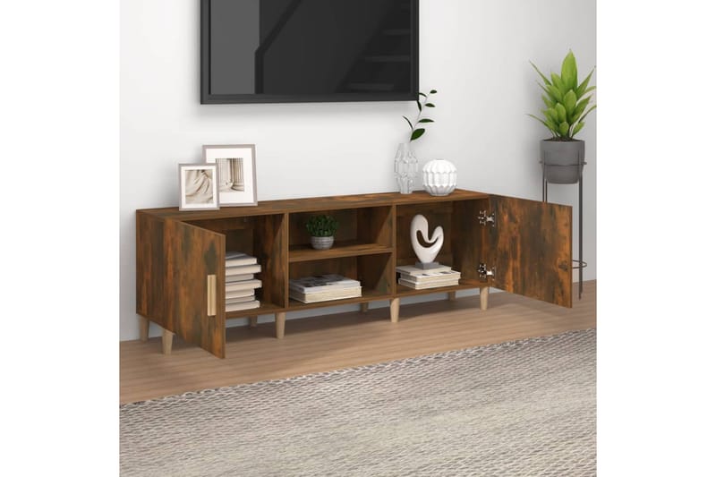 beBasic tv-bord 150x30x50 cm konstrueret træ røget egetræsfarve - Brun - Møbler - TV borde & mediemøbler - TV-borde