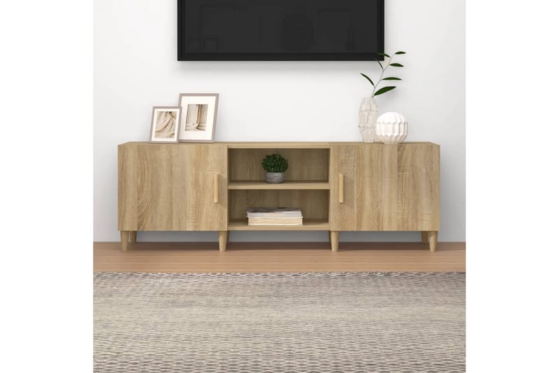 beBasic tv-bord 150x30x50 cm konstrueret træ sonoma-eg - Brun - TV-borde