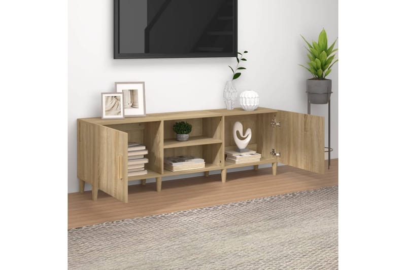beBasic tv-bord 150x30x50 cm konstrueret træ sonoma-eg - Brun - TV-borde