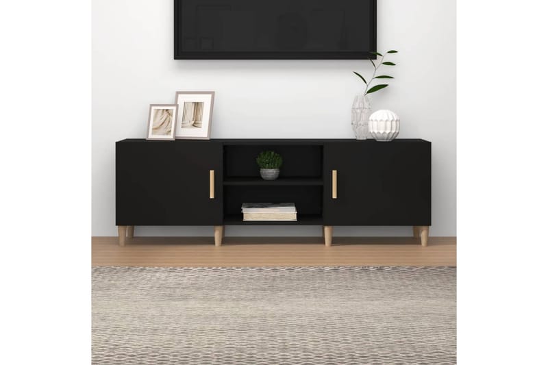 beBasic tv-bord 150x30x50 cm konstrueret træ sort - Sort - TV-borde