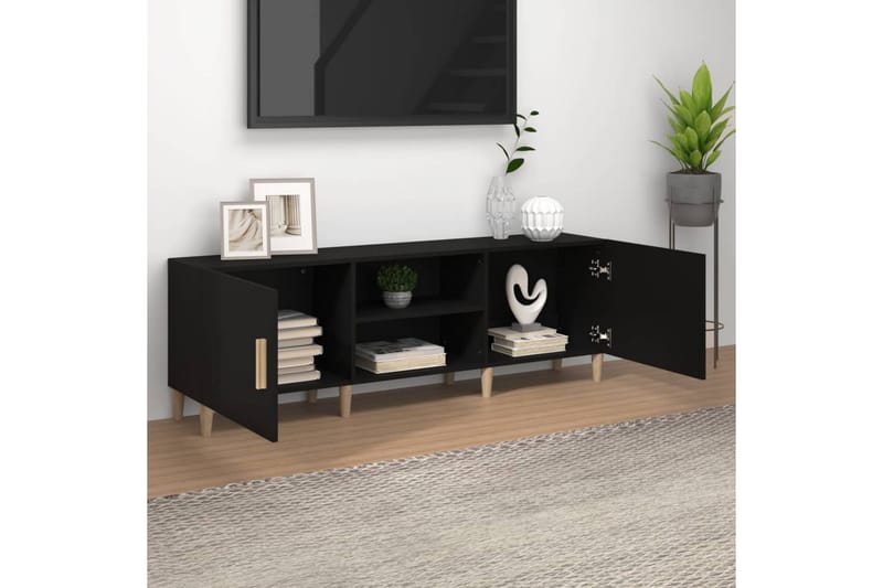 beBasic tv-bord 150x30x50 cm konstrueret træ sort - Sort - TV-borde