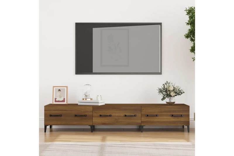 beBasic tv-bord 150x34,5x30 cm konstrueret træ brun egetræsfarve - Brun - TV-borde