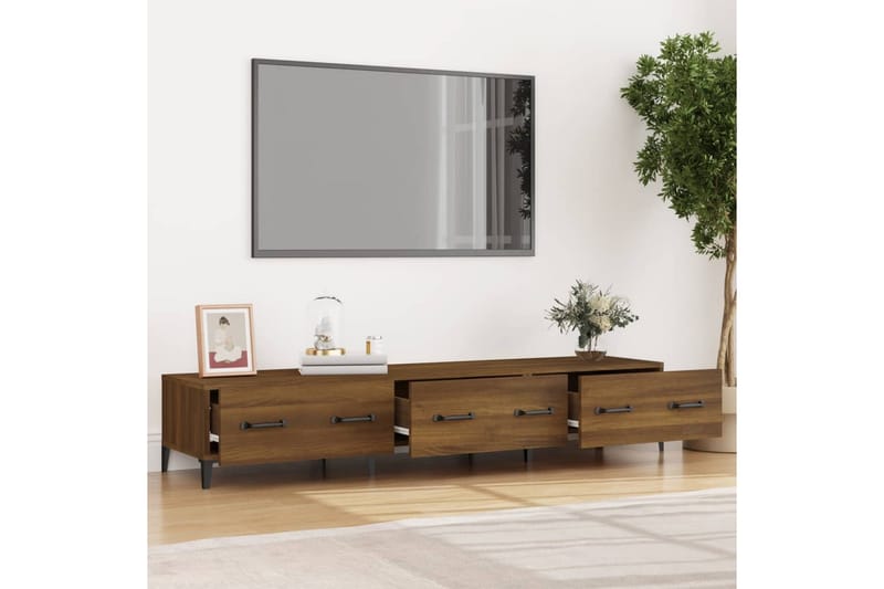 beBasic tv-bord 150x34,5x30 cm konstrueret træ brun egetræsfarve - Brun - TV-borde