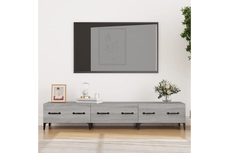 beBasic tv-bord 150x34,5x30 cm konstrueret træ grå sonoma-eg - GrÃ¥ - TV-borde