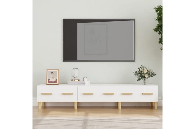 beBasic tv-bord 150x34,5x30 cm konstrueret træ hvid - Hvid - TV-borde