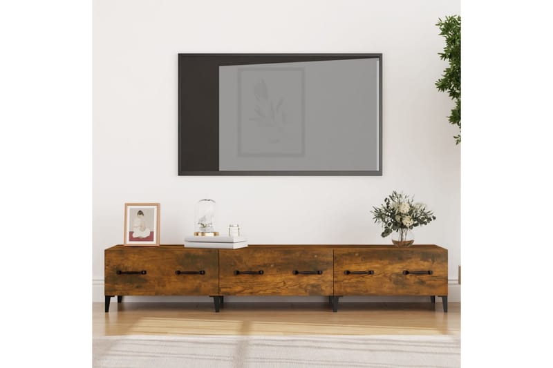 beBasic tv-bord 150x34,5x30 cm konstrueret træ røget egetræsfarve - Brun - TV-borde