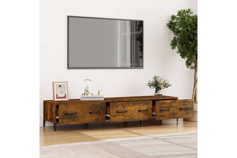 beBasic tv-bord 150x34,5x30 cm konstrueret træ røget egetræsfarve - Brun - TV-borde