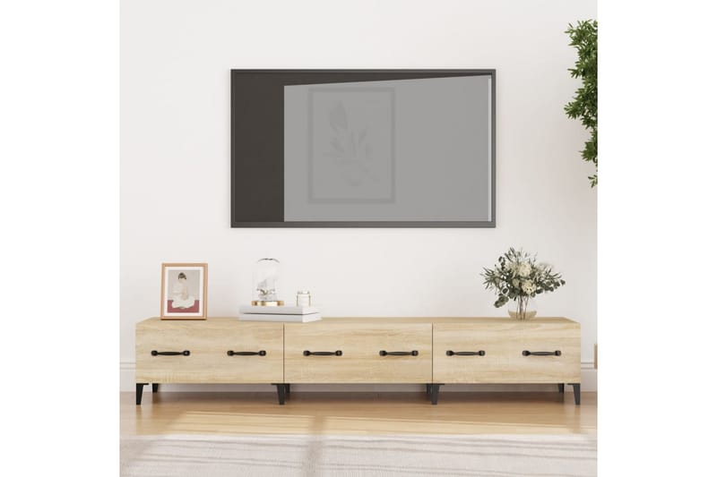 beBasic tv-bord 150x34,5x30 cm konstrueret træ sonoma-eg - Brun - TV-borde