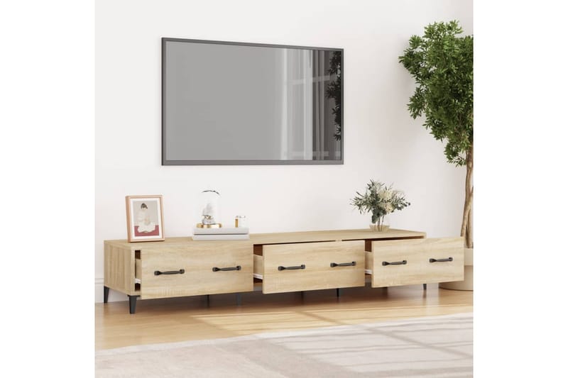 beBasic tv-bord 150x34,5x30 cm konstrueret træ sonoma-eg - Brun - TV-borde