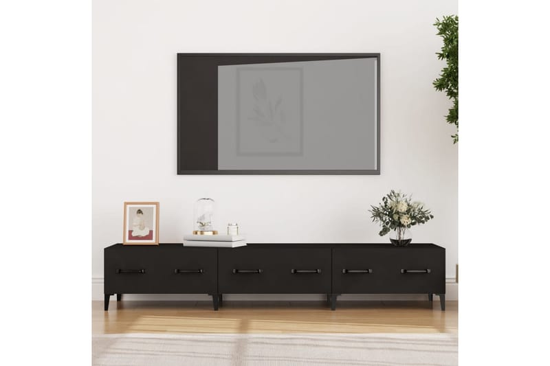 beBasic tv-bord 150x34,5x30 cm konstrueret træ sort - Sort - TV-borde