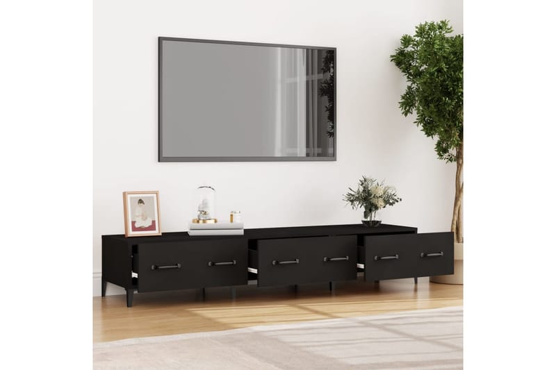 beBasic tv-bord 150x34,5x30 cm konstrueret træ sort - Sort - TV-borde
