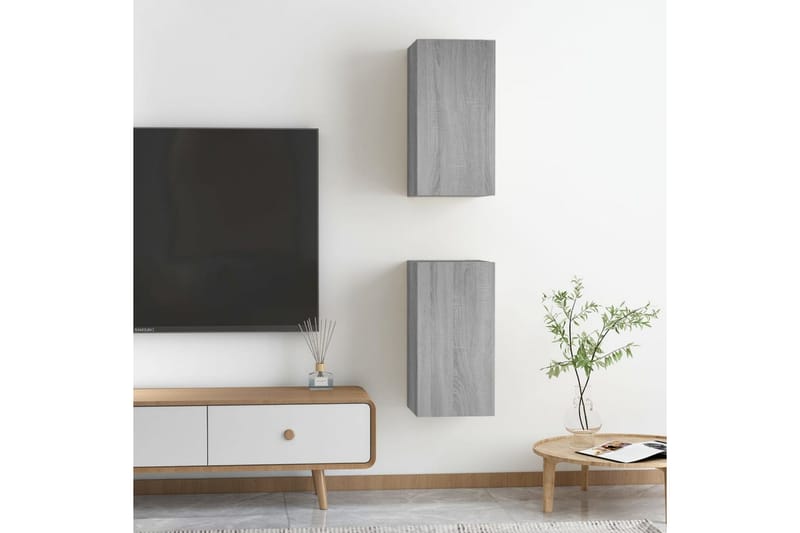 beBasic tv-bord 2 stk. 30,5x30x60 cm konstrueret træ grå sonoma-eg - GrÃ¥ - TV-borde