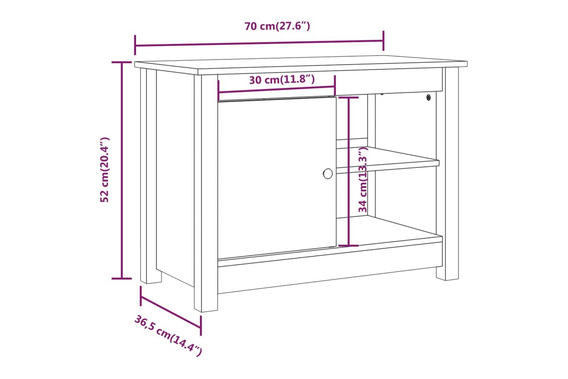 beBasic tv-bord 70x36,5x52 cm massivt fyrretræ grå - GrÃ¥ - Møbler - TV borde & mediemøbler - TV-borde