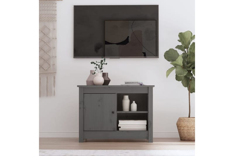 beBasic tv-bord 70x36,5x52 cm massivt fyrretræ grå - GrÃ¥ - Møbler - TV borde & mediemøbler - TV-borde