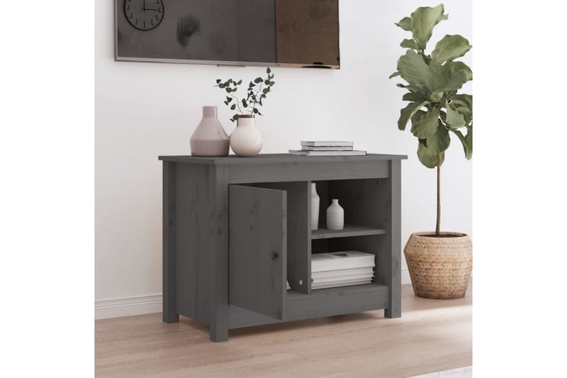 beBasic tv-bord 70x36,5x52 cm massivt fyrretræ grå - GrÃ¥ - Møbler - TV borde & mediemøbler - TV-borde