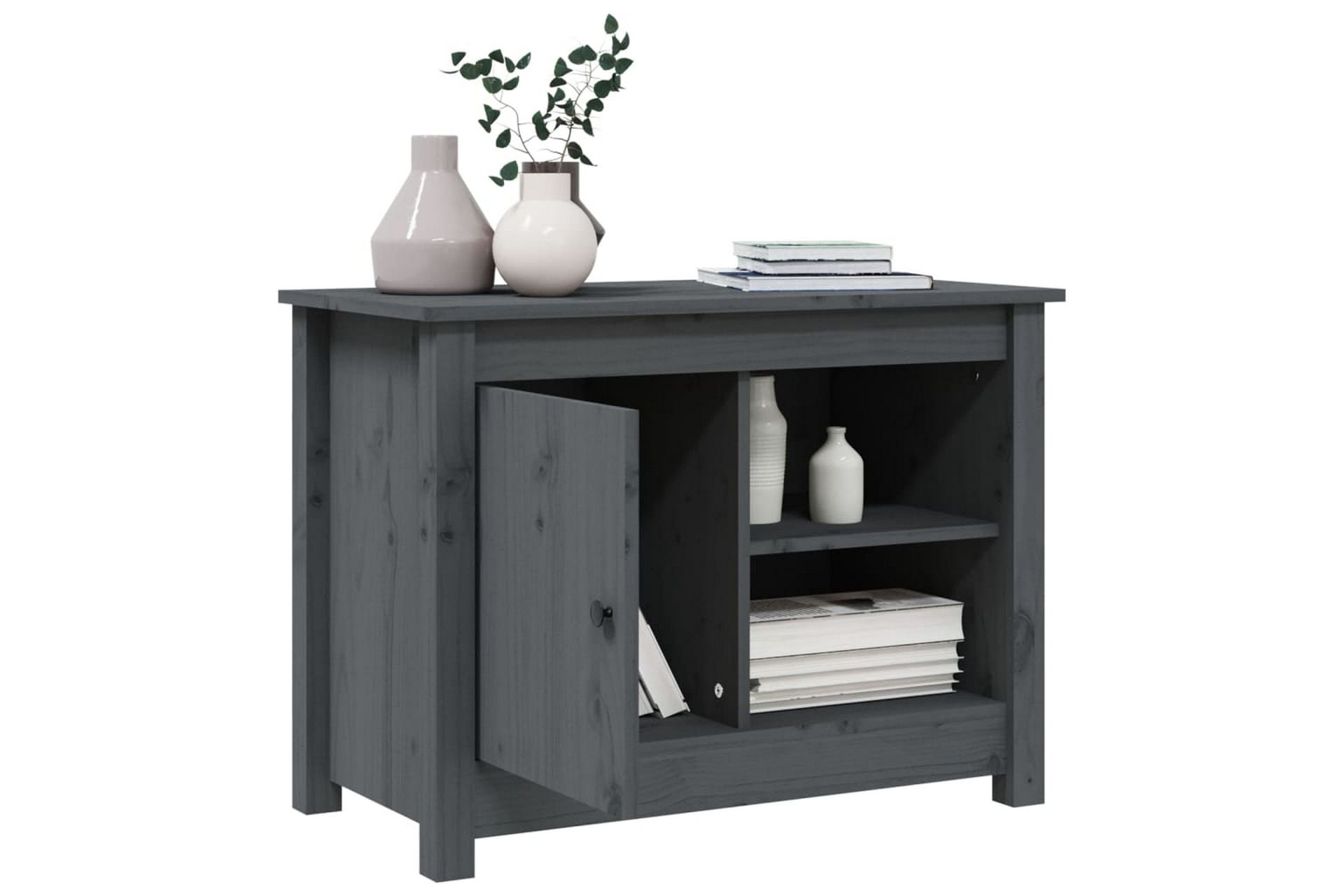 beBasic tv-bord 70x36,5x52 cm massivt fyrretræ grå - GrÃ¥ - Møbler - TV borde & mediemøbler - TV-borde