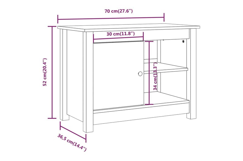 beBasic tv-bord 70x36,5x52 cm massivt fyrretræ gyldenbrun - Brun - Møbler - TV borde & mediemøbler - TV-borde