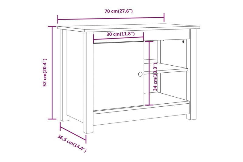 beBasic tv-bord 70x36,5x52 cm massivt fyrretræ gyldenbrun - Brun - TV-borde