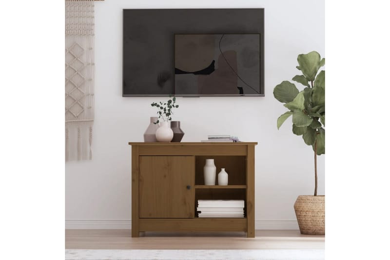 beBasic tv-bord 70x36,5x52 cm massivt fyrretræ gyldenbrun - Brun - TV-borde
