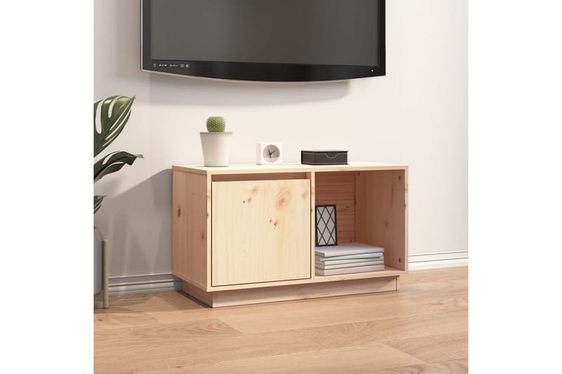 beBasic tv-bord 74x35x44 cm massivt fyrretræ - Brun - Møbler - TV borde & mediemøbler - TV-borde