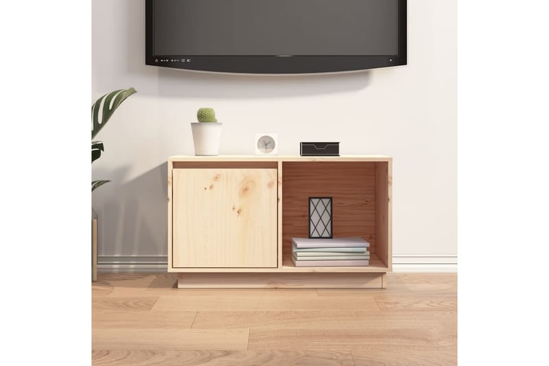 beBasic tv-bord 74x35x44 cm massivt fyrretræ - Brun - Møbler - TV borde & mediemøbler - TV-borde
