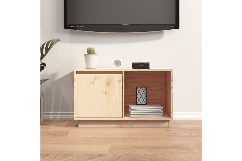 beBasic tv-bord 74x35x44 cm massivt fyrretræ - Brun - TV-borde